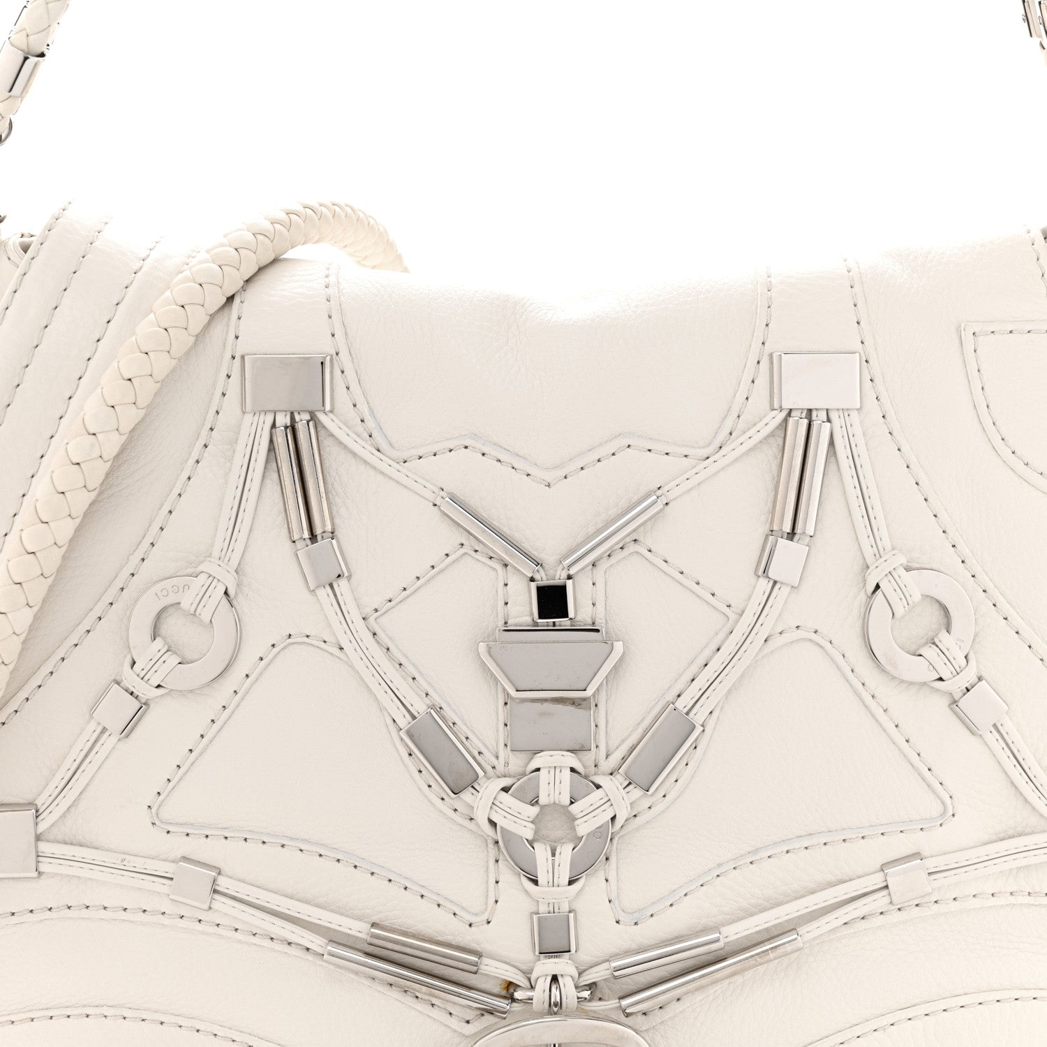 Gucci Calfskin Techno Horsebit Large Flap White 8 of 15