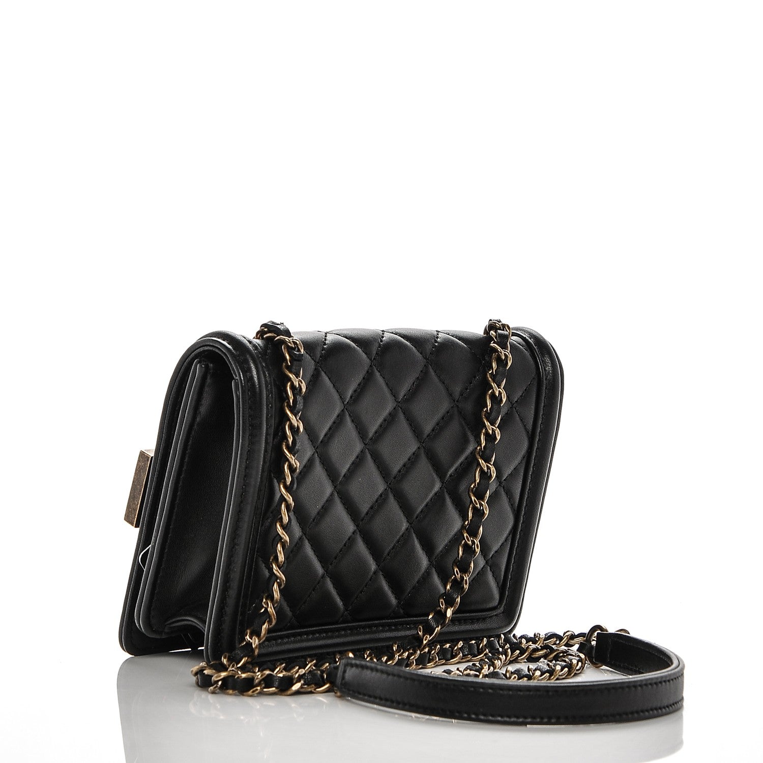 Chanel Lambskin Quilted Boy Brick Studded Flap Black 3 of 7