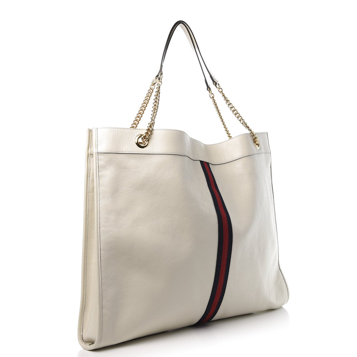 Calfskin Maxi Rajah Chain Tote White