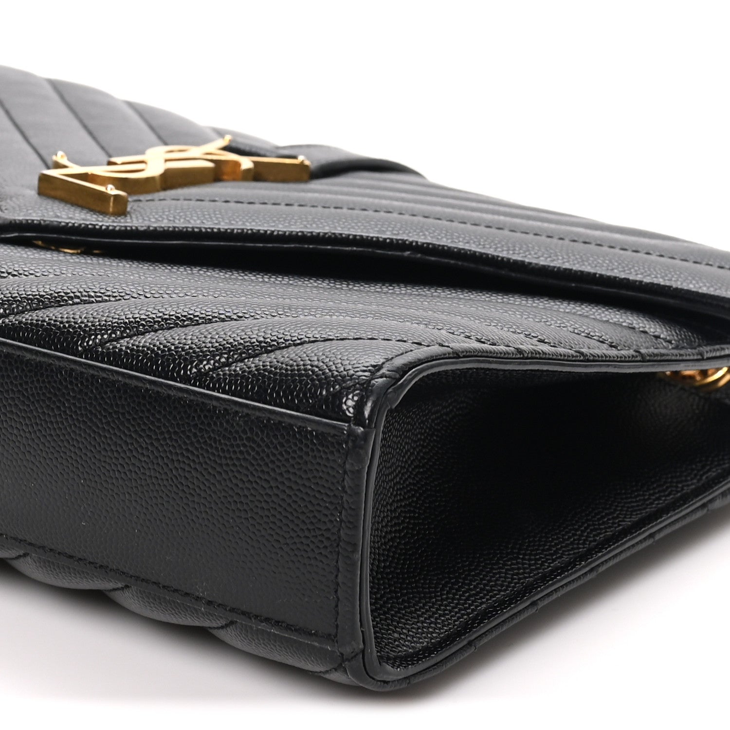 Saint Laurent Grain De Poudre Matelasse Chevron Medium Monogram Satchel Black 10 of 10