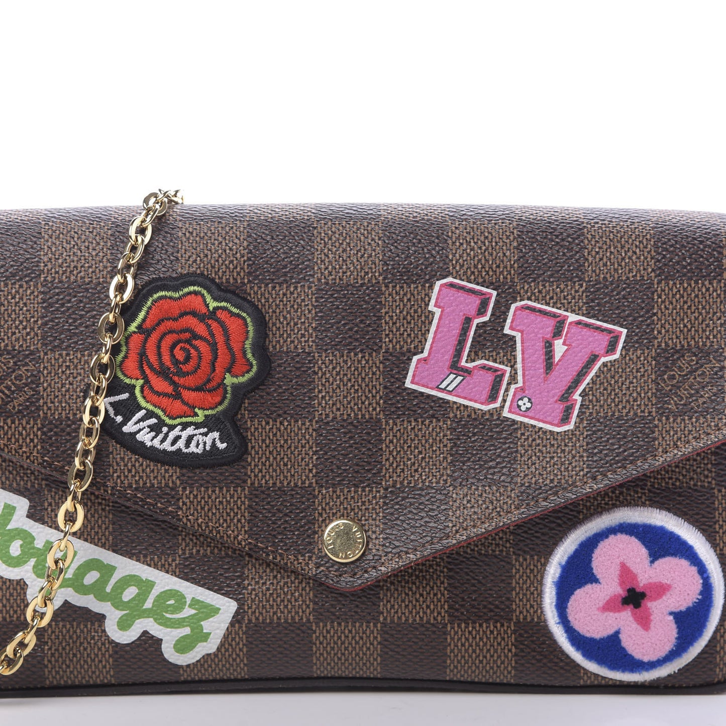 Damier Ebene My LV World Tour Pochette Felicie Chain Wallet Coquelicot