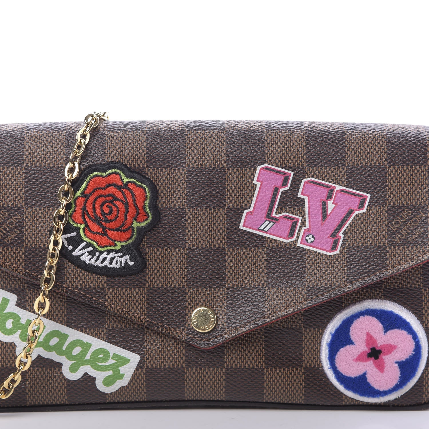 Louis Vuitton Damier Ebene My LV World Tour Pochette Felicie Chain Wallet Coquelicot 10 of 10