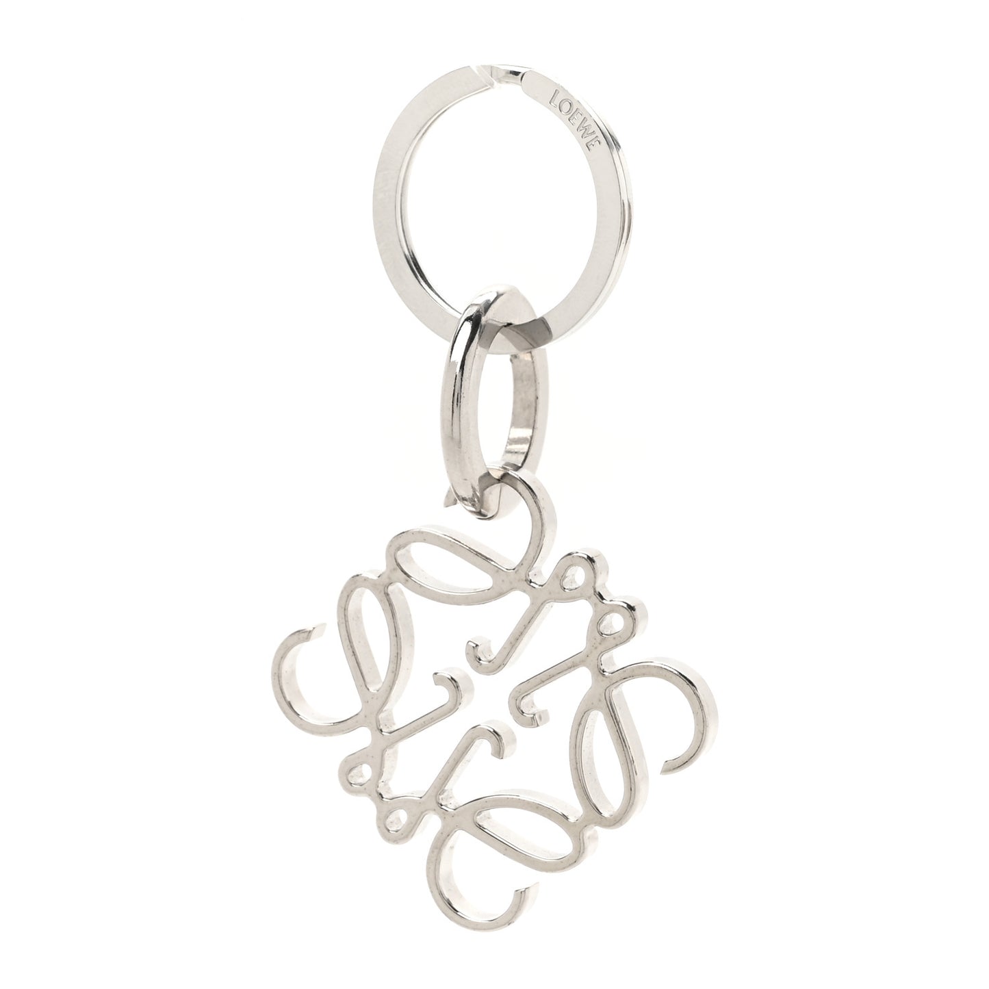 Metal Anagram Bag Charm Key Holder Silver