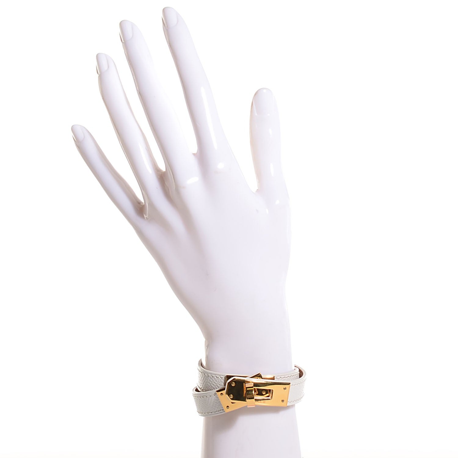 Hermes Epsom Kelly Double Tour Bracelet XS White 2 of 8
