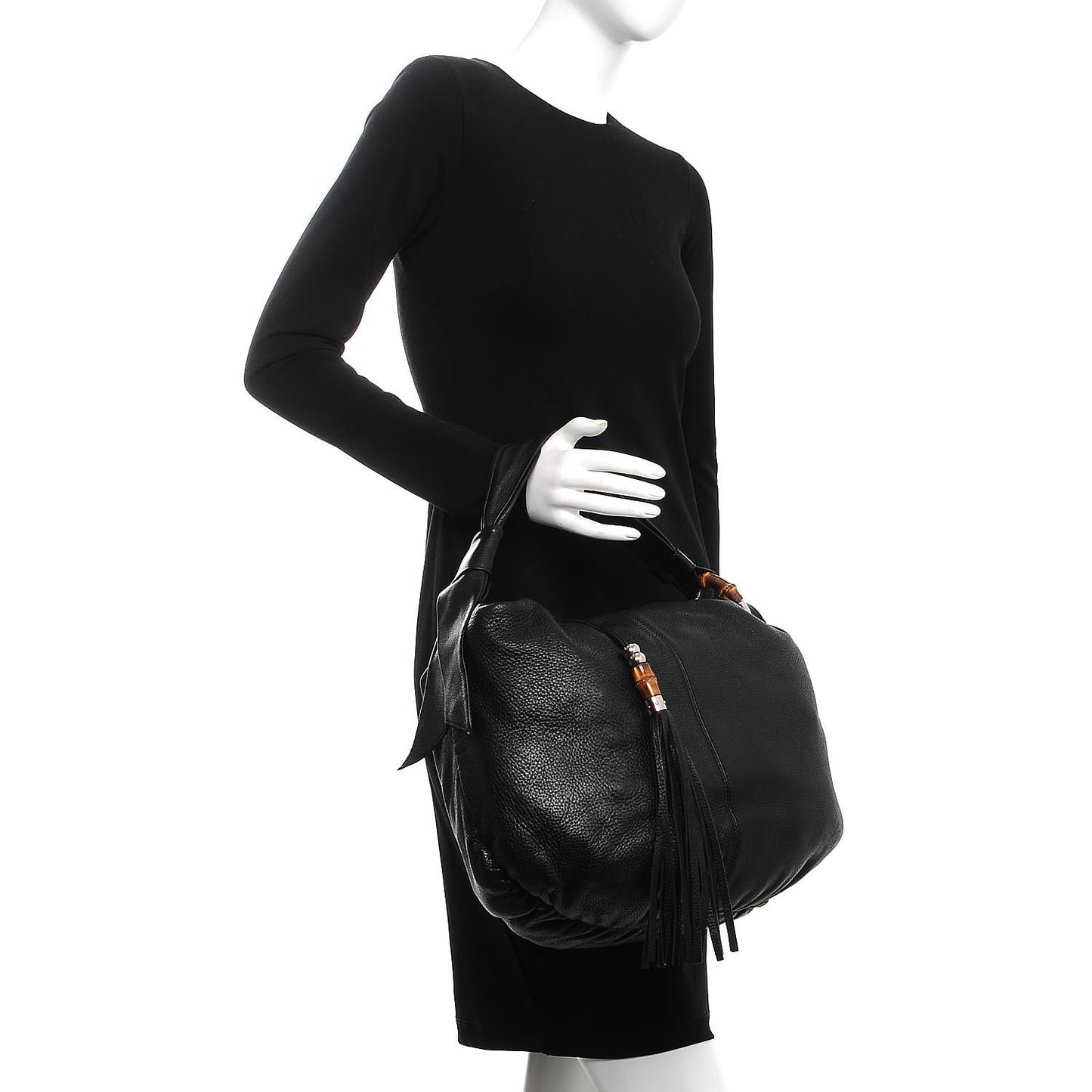 Pebbled Calfskin Medium Jungle Hobo Black