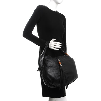 Gucci Pebbled Calfskin Medium Jungle Hobo Black 2 of 8