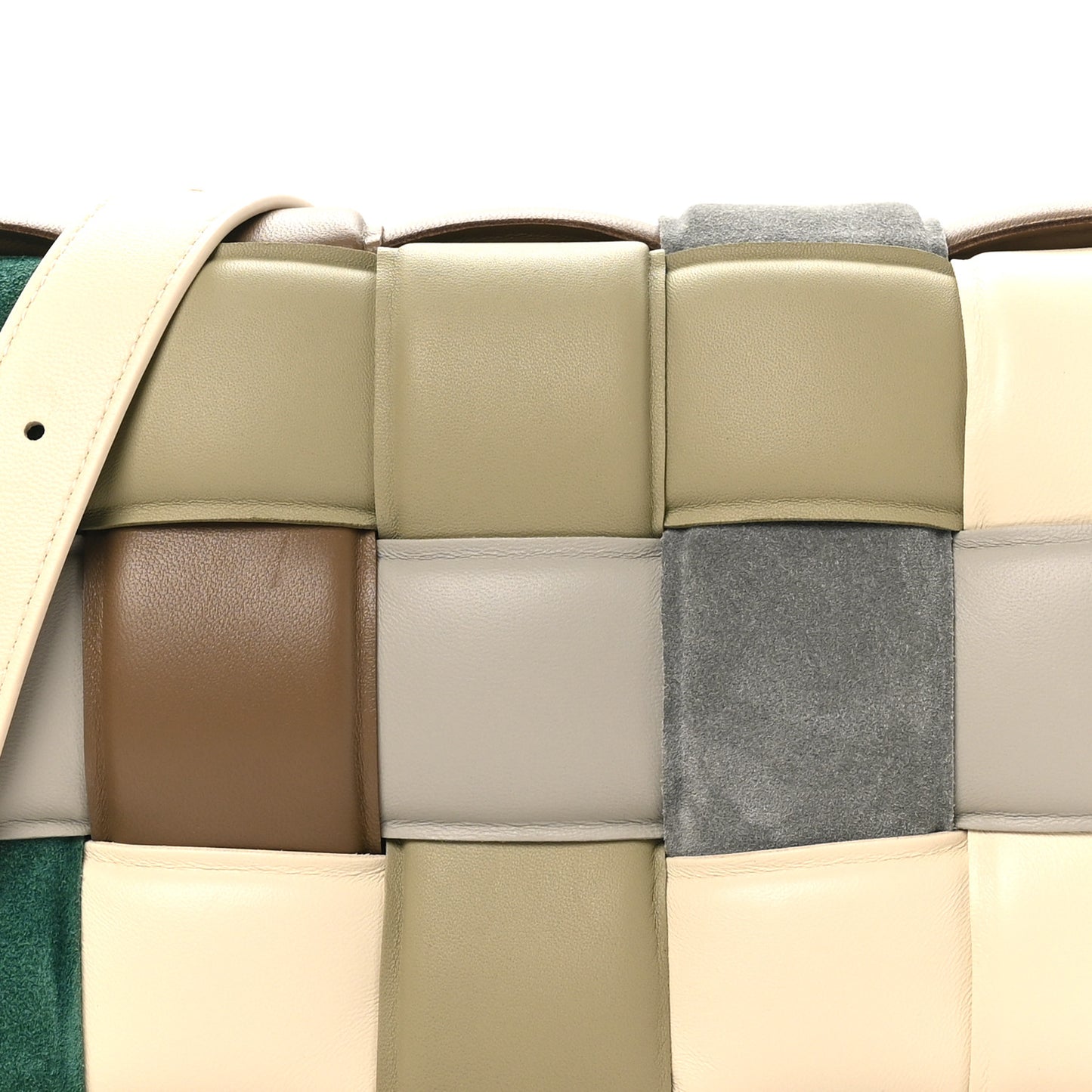 Nappa Suede Maxi Intreccio Padded Cassette Crossbody Bag Natural Soft Candy Sea Salt Multicolor