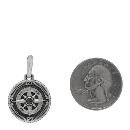 David Yurman Sterling Silver Black Diamond Maritime Compass Enhancer Pendant 2 of 3