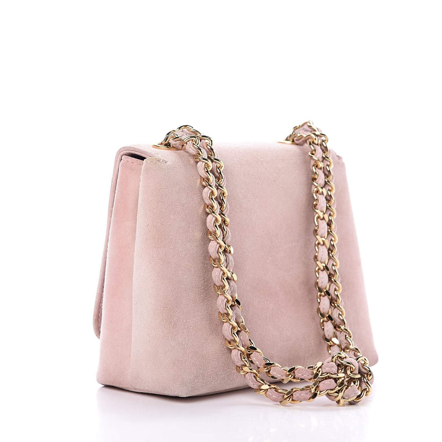 Suede Camellia Mini Flap Pink