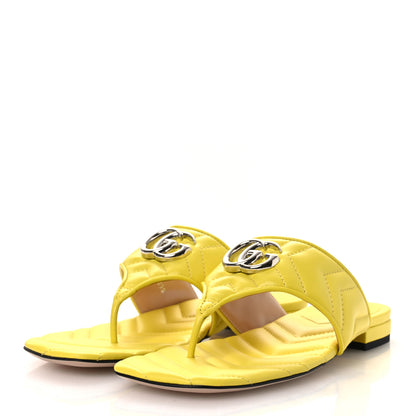 Gucci Nappa Charlotte Double G Marmont Thong Sandals 37.5 Acid Lime 4 of 11