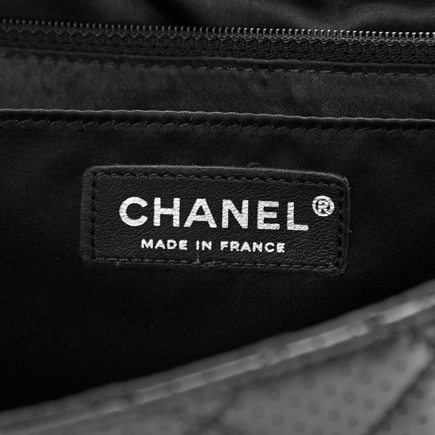 Aged Calfskin Perforated Flap Black