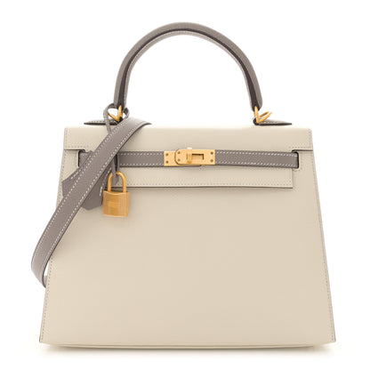 Hermes Epsom Bi-Color Horseshoe Kelly Sellier 25 Craie Gris Asphalte 1 of 10