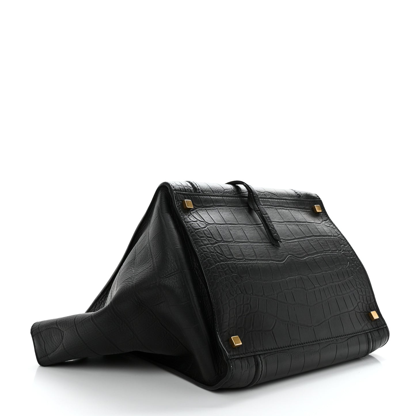 Calfskin Crocodile Embossed Medium Phantom Luggage Black