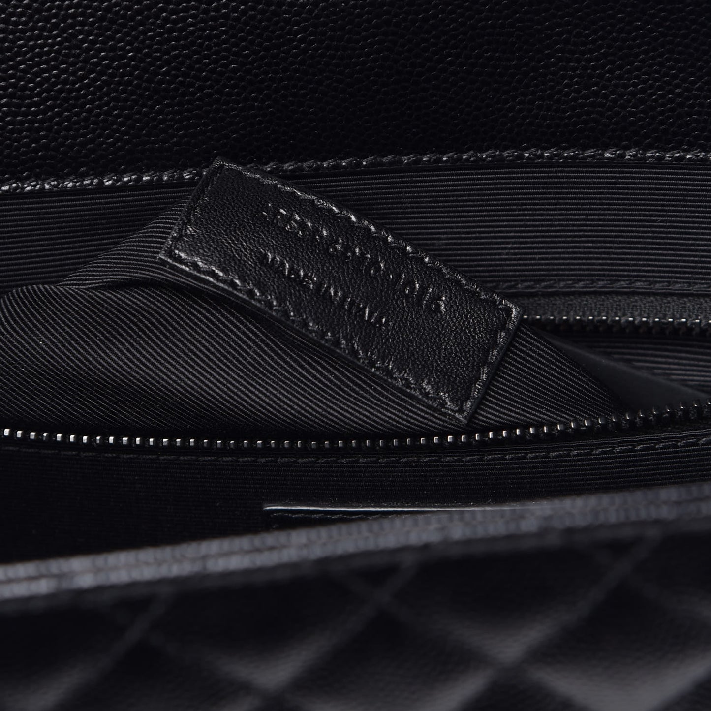 Grain De Poudre Textured Mixed Matelasse Large Triquilt Monogram Monochrome Satchel Black