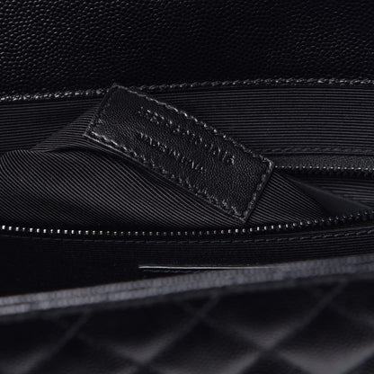 Saint Laurent Grain De Poudre Textured Mixed Matelasse Large Triquilt Monogram Monochrome Satchel Black 7 of 11