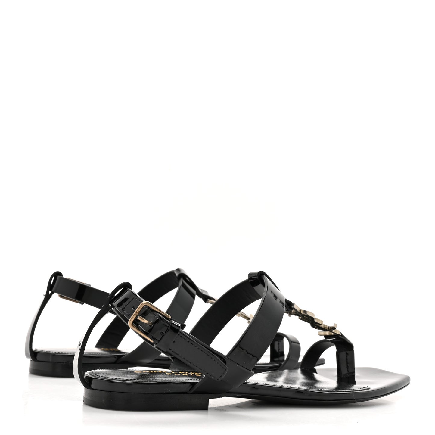 Vitello Vernice Soft Cassandra 05 Monogram Sandals 35.5 Black