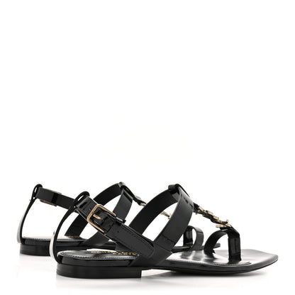 Saint Laurent Vitello Vernice Soft Cassandra 05 Monogram Sandals 35.5 Black 5 of 11