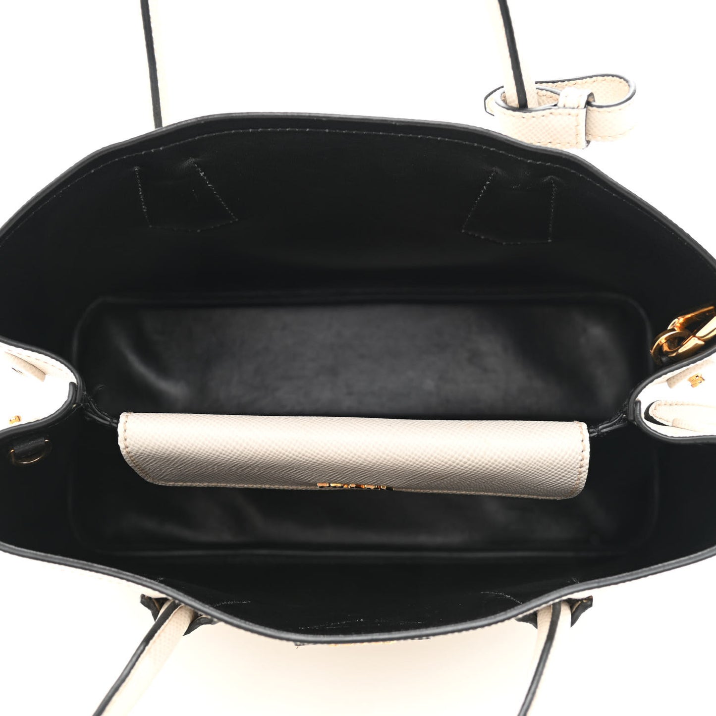 Saffiano Cuir Small Double Bag Talco Black