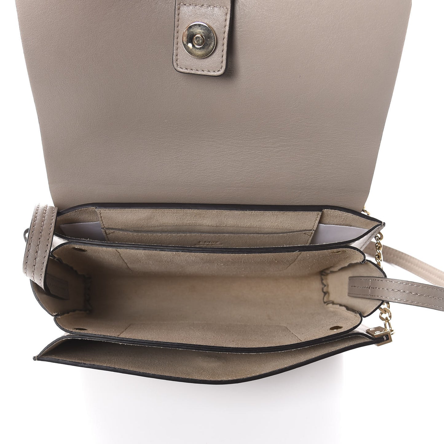 Suede Calfskin Small Faye Shoulder Bag Motty Grey