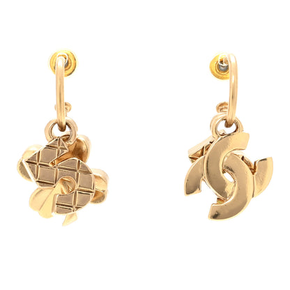 Chanel Metal Drop No 5 Clover CC Earrings Gold 1 of 3