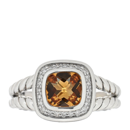 David Yurman Sterling Silver Diamond Citrine 7mm Petite Albion Ring 54 7 1 of 5