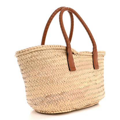 Chloe Raffia Small Grain Calfskin Medium Marcie Basket Tan 3 of 13