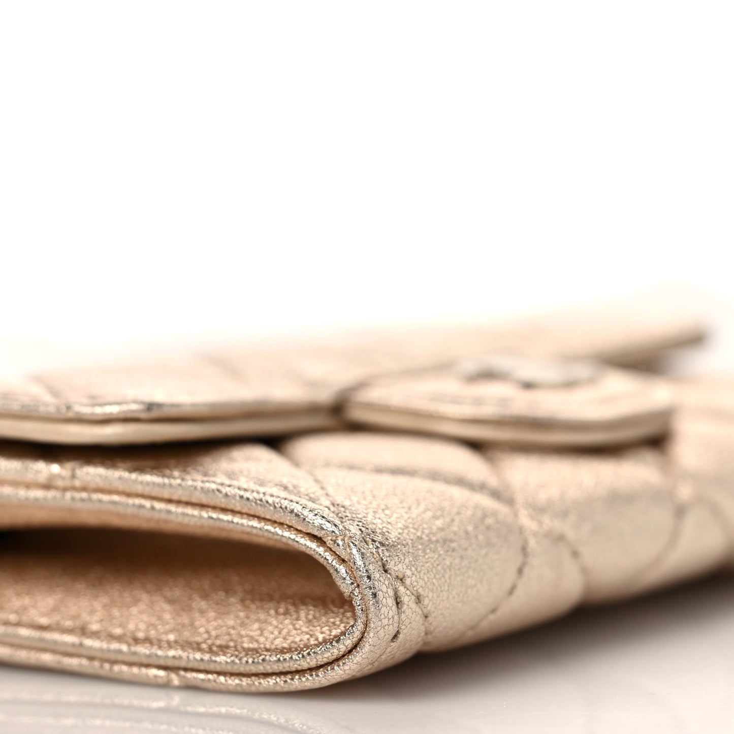 Metallic Lambskin Quilted Belt Bag Gold