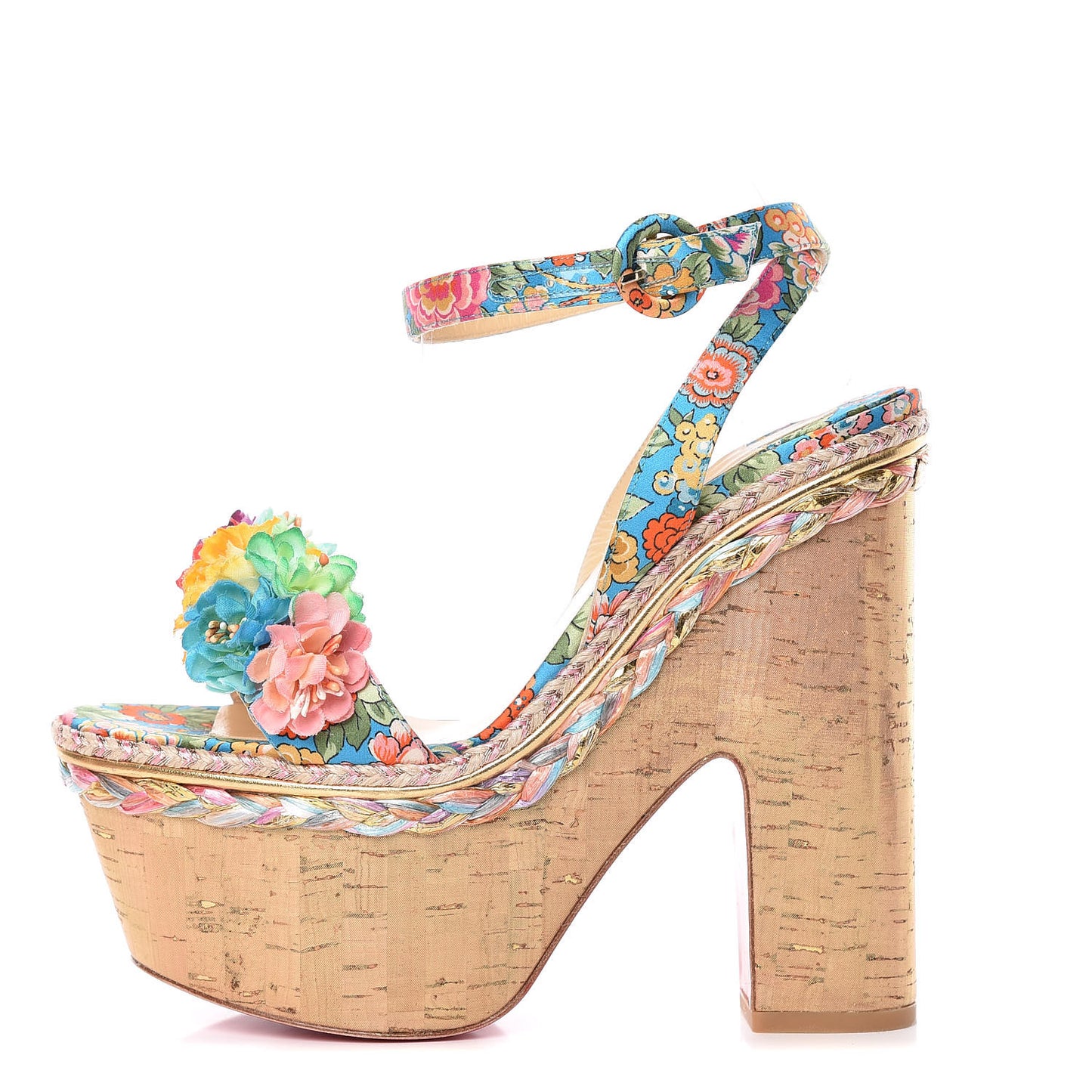 Tissu Liege Flores Ariellesevillana 160 Platform Wedge Sandals 39 Multicolor Gold