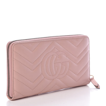 Gucci Calfskin Matelasse GG Marmont Zip Around Organizer Wallet Perfect Pink 3 of 9
