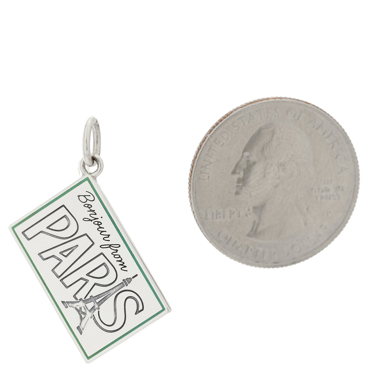 Sterling Silver Enamel Paris Postcard Charm Blue