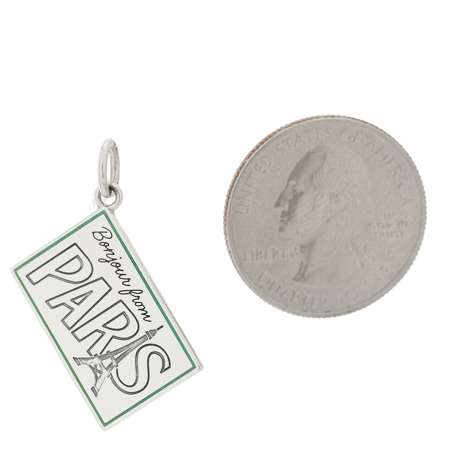 Tiffany Sterling Silver Enamel Paris Postcard Charm Blue 2 of 4