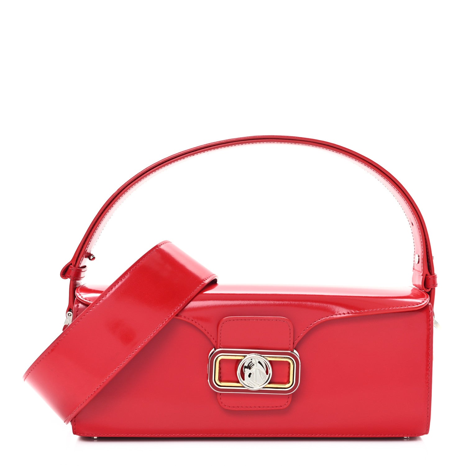 Lanvin Shiny Calfskin Medium Pencil Shoulder Bag Rouge Lipstick 1 of 11