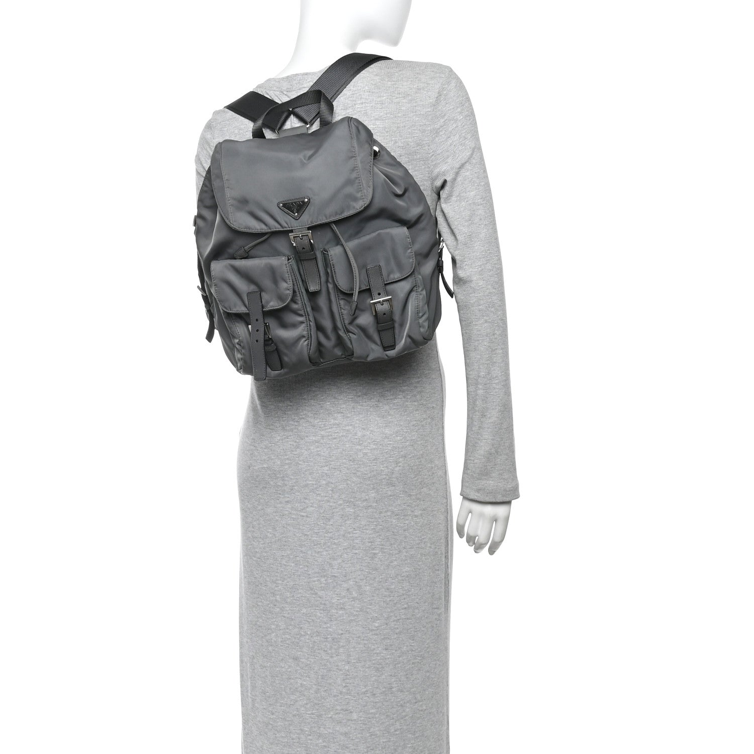Prada Tessuto Nylon Saffiano Medium Backpack Anthracite 2 of 10