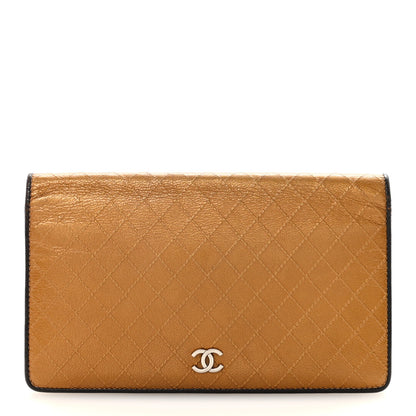 Chanel Metallic Calfskin Diamond Embossed Yen Wallet Gold 1 of 8