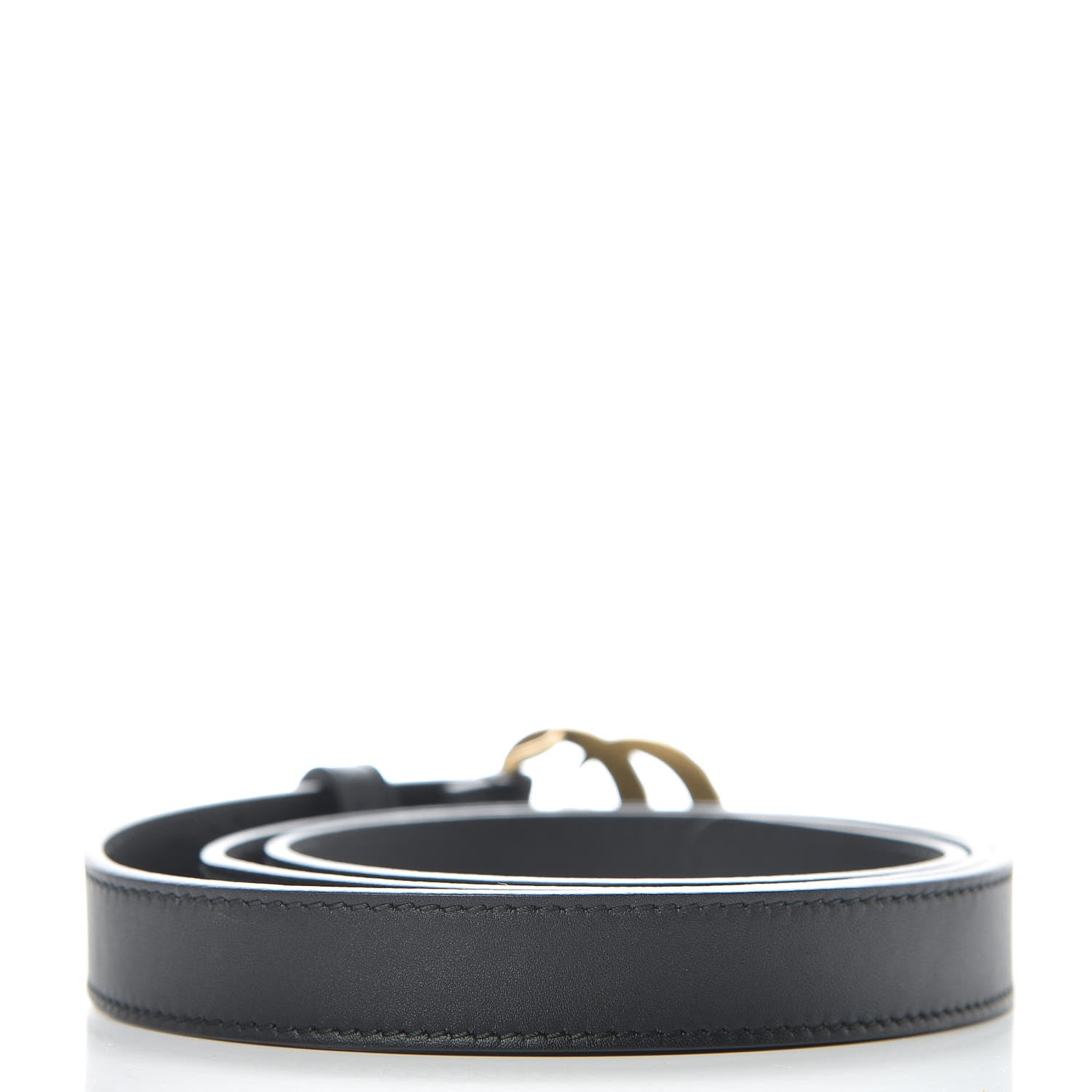 Gucci Calfskin Pearl Double G 20mm Belt 90 36 Black Cream 3 of 7