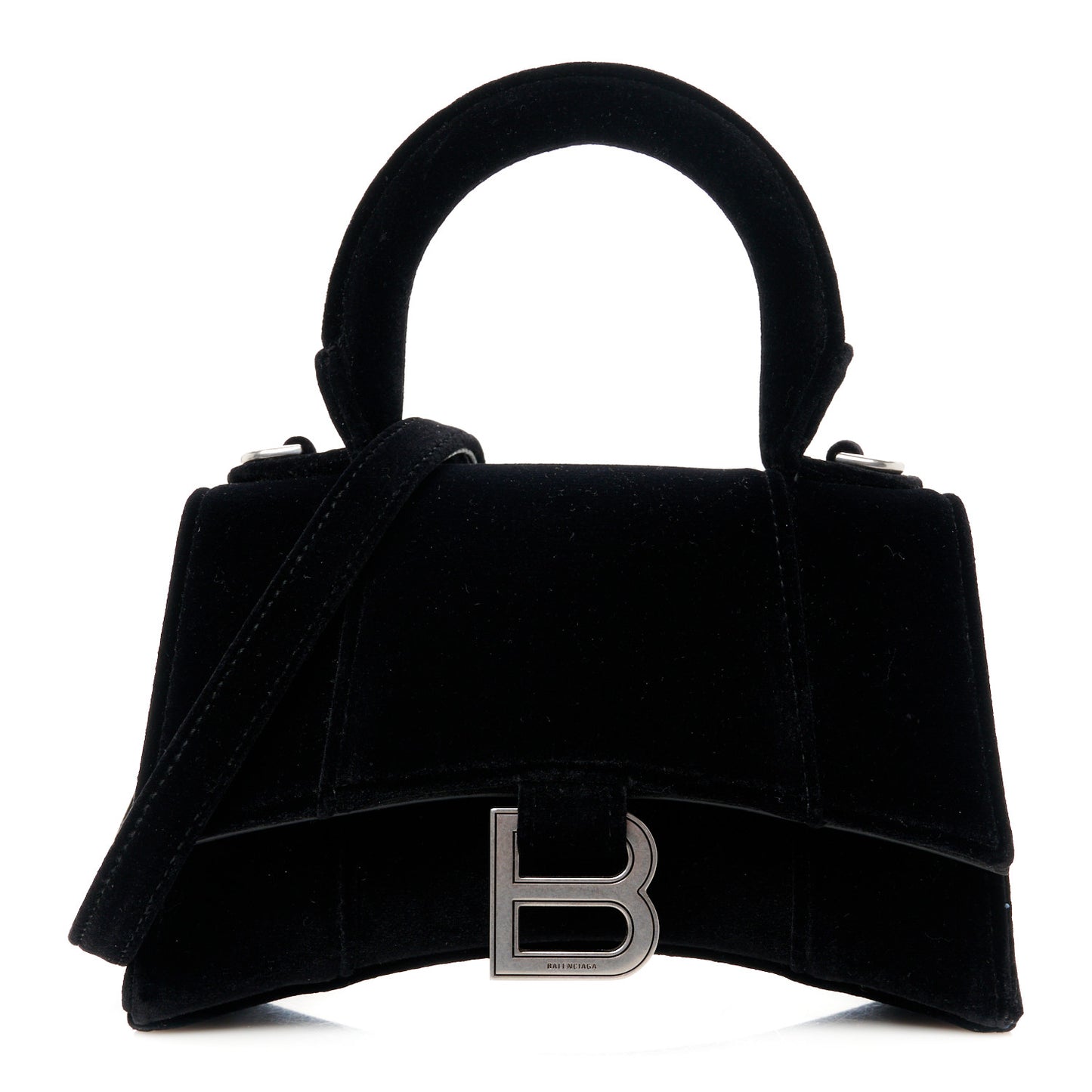 Velvet Jersey Hourglass Top Handle Bag XS Black