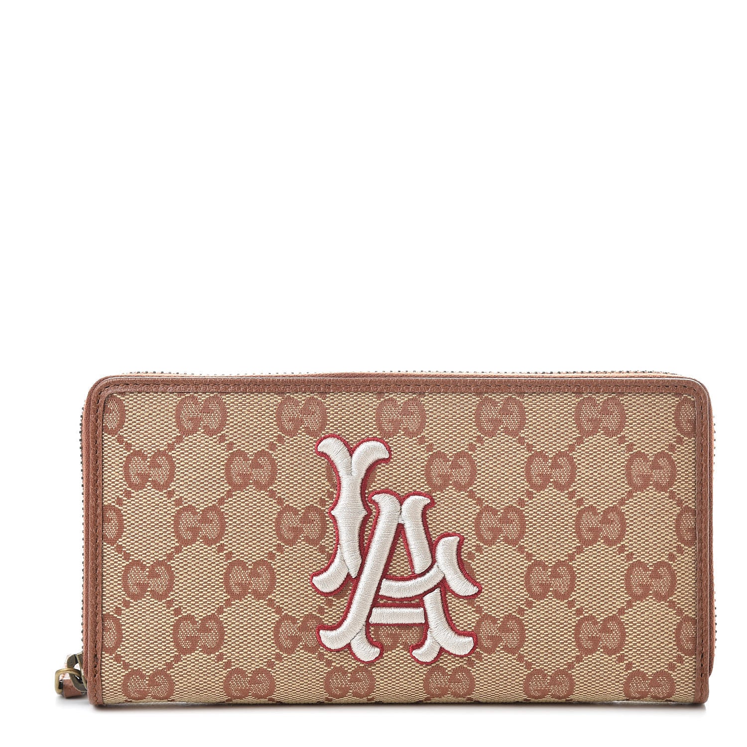 Gucci X MLB GG Monogram LA Dodgers Zip Around Wallet Beige Ruggine Ivory 1 of 8