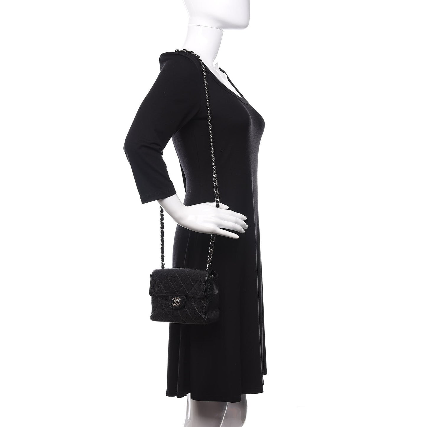 Caviar Quilted Mini Square Flap Black