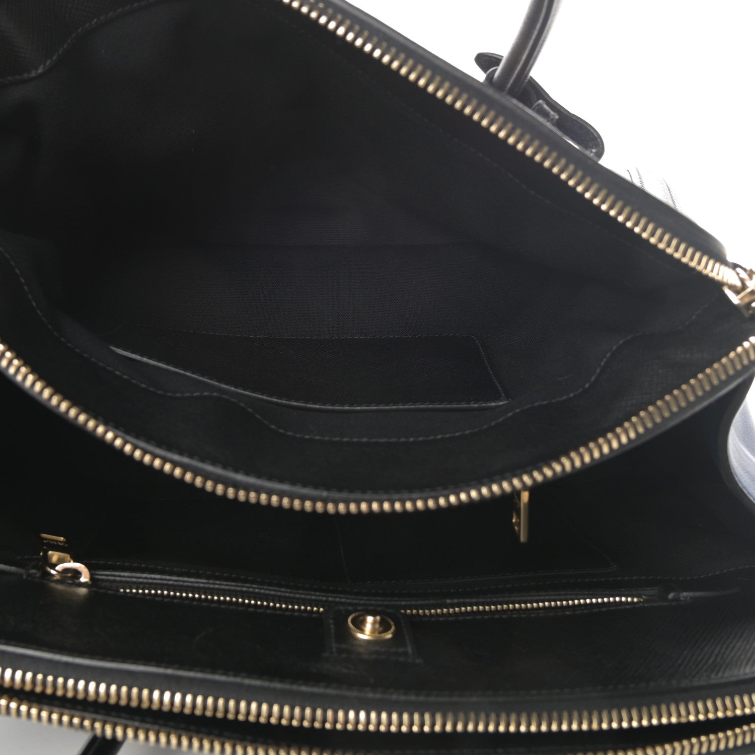 Prada Saffiano City Calfskin Bi-Color Tote Bluette Black 5 of 19