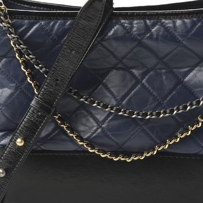 Chanel Aged Calfskin Quilted Medium Gabrielle Hobo Navy Black 10 of 11