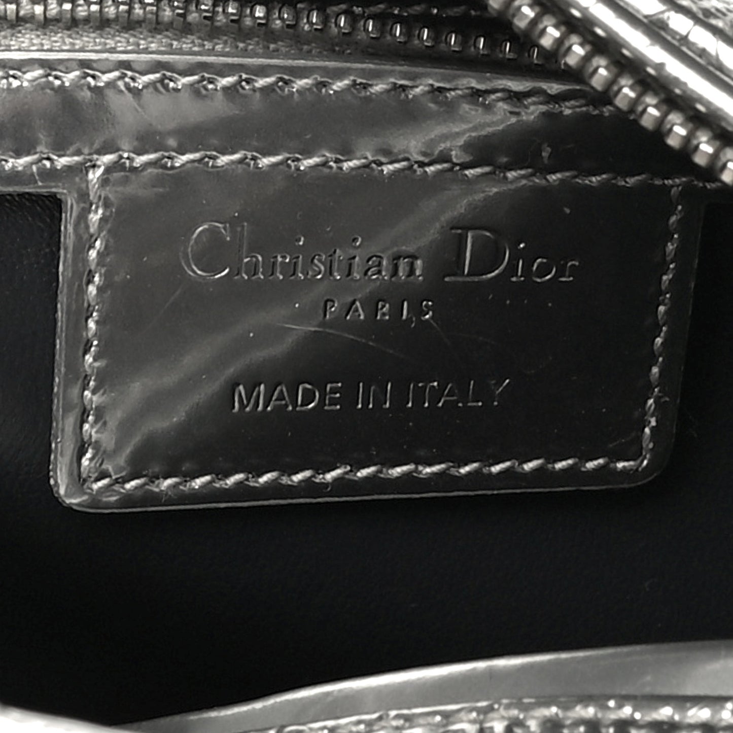 Metallic Patent Micro-Cannage Medium Lady Dior Silver