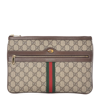 Gucci GG Supreme Monogram Large Ophidia Pouch Clutch Brown 1 of 11