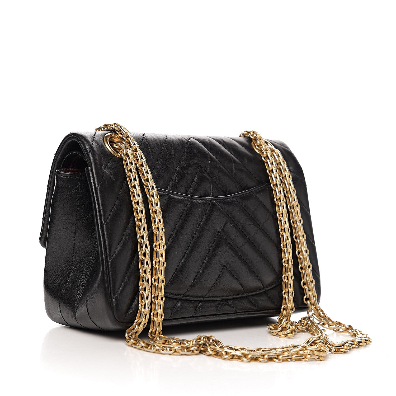 Chanel Aged Calfskin Chevron Quilted 2.55 Reissue 224 Flap Black 2 of 10
