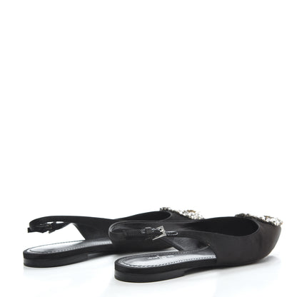 Louis Vuitton Satin Crystal Madeleine Slingback Ballerina Flats 38 Black 4 of 9