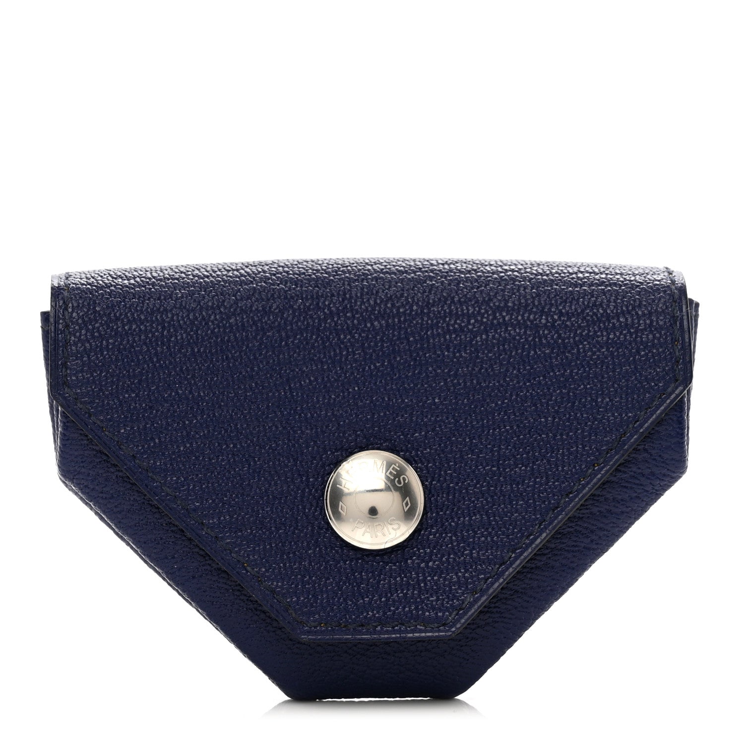 Hermes Chevre Mysore Verso Le 24 Coin Purse Bleu Encre Jaune Ambre 1 of 7