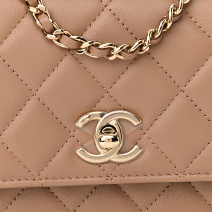 Chanel Lambskin Quilted Mini Trendy CC Wallet On Chain WOC Beige 8 of 11