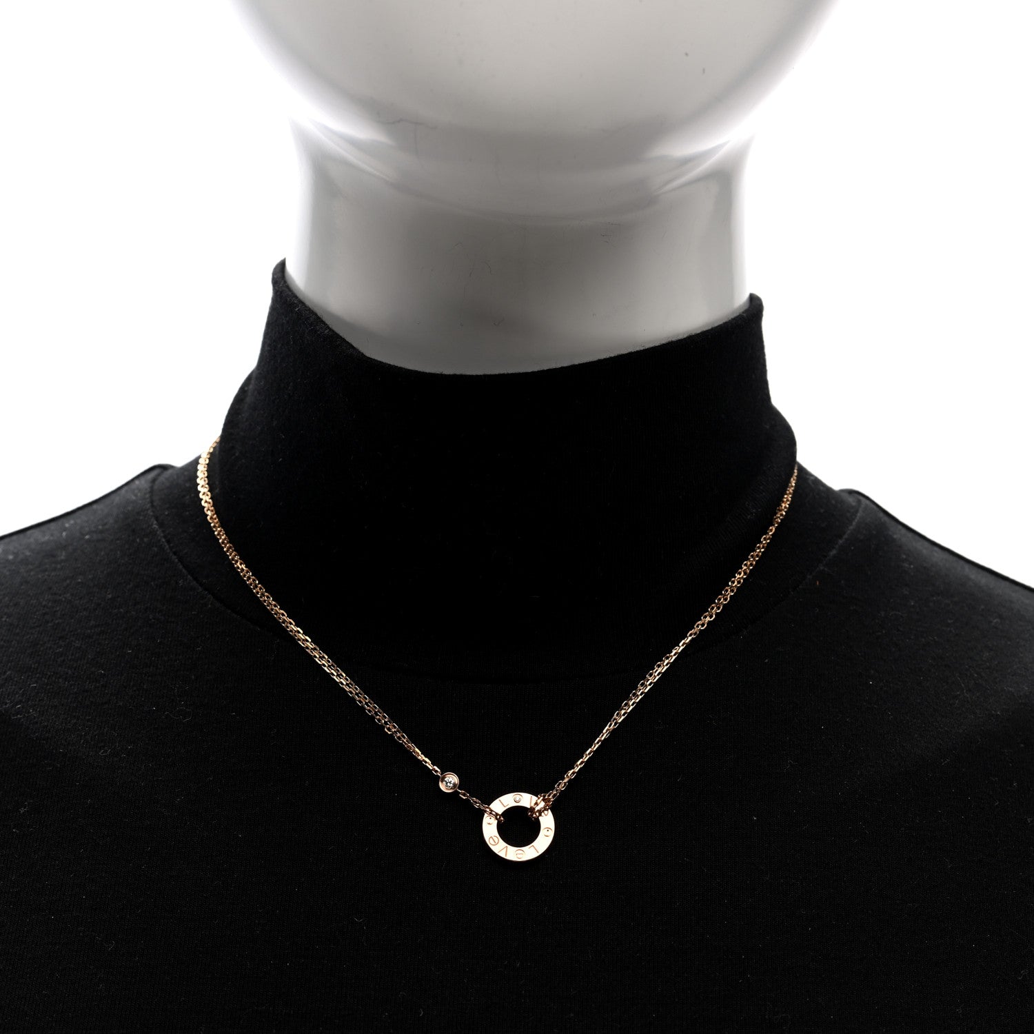 Cartier 18K Pink Gold 2 Diamond LOVE Necklace 2 of 4