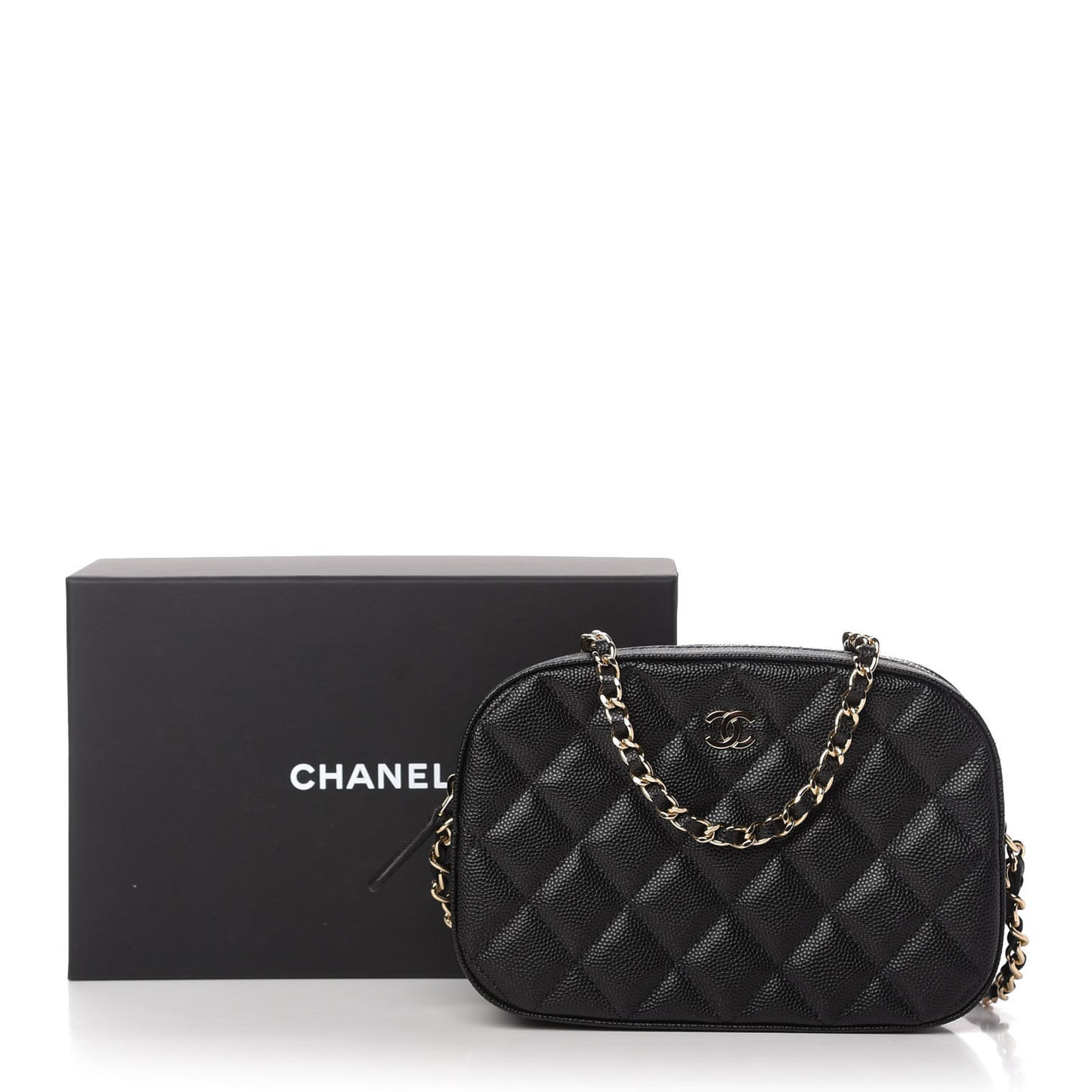 Caviar Quilted Vanity With Chain Black