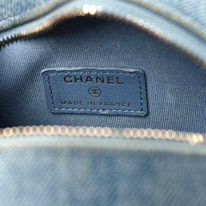 Chanel Denim Printed Chain Clutch Dark Blue 6 of 10