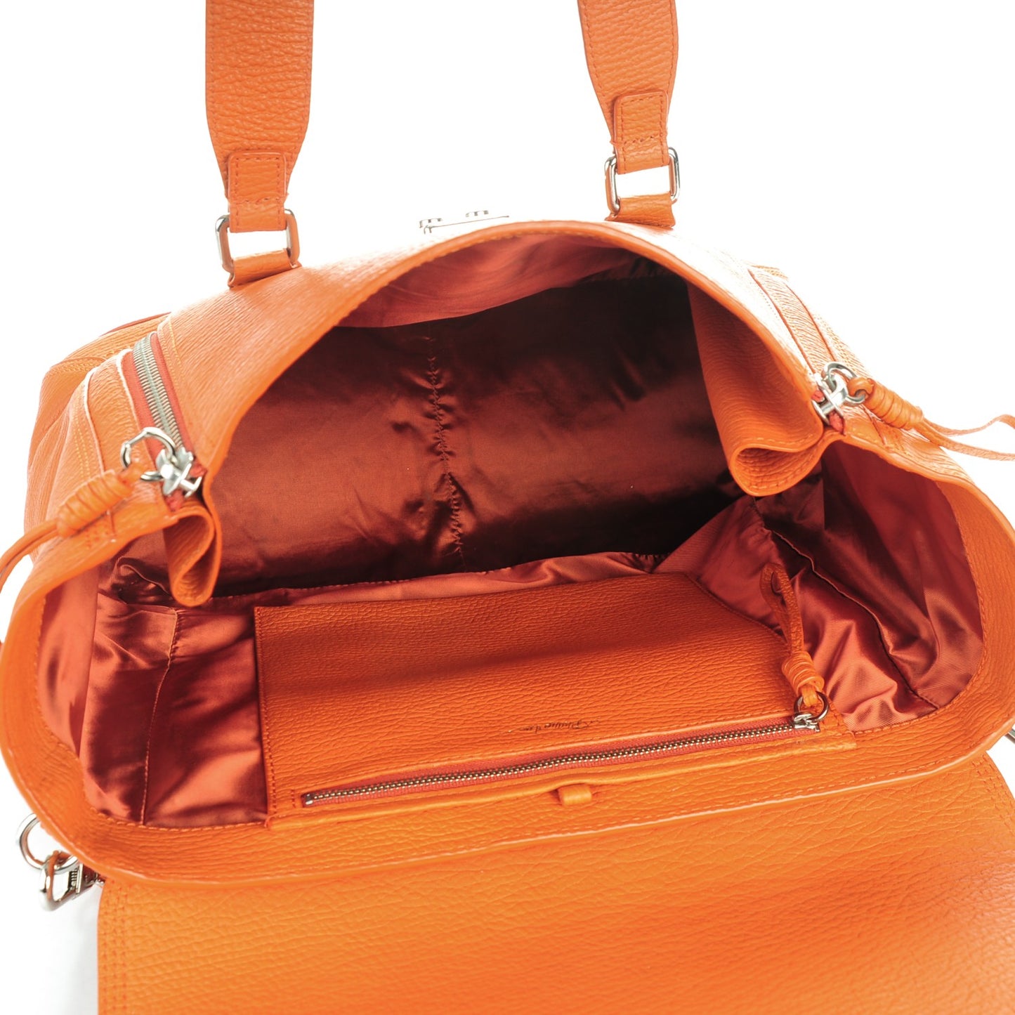 3.1 Textured Calfskin Large Pashli Satchel Mandarin